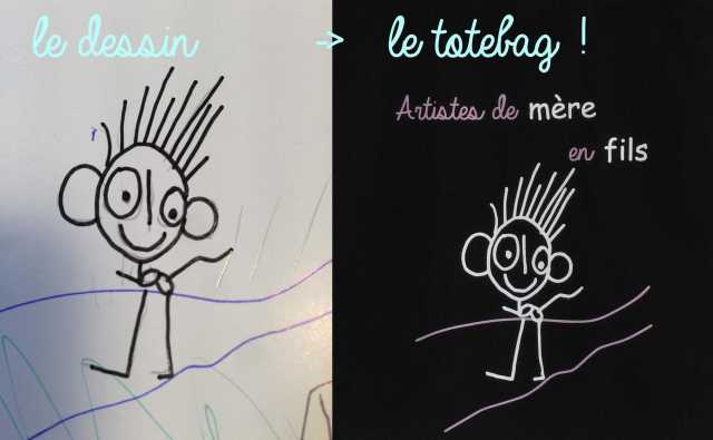 dessin et totebag bonhomme Victor