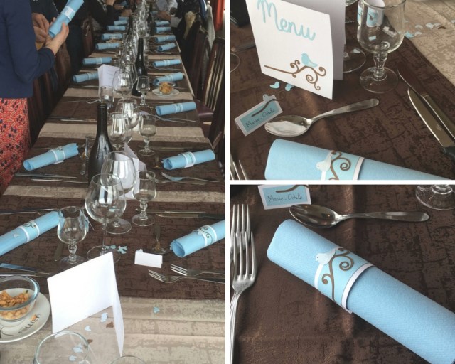 déco de table baptême doux oiseaux bleus